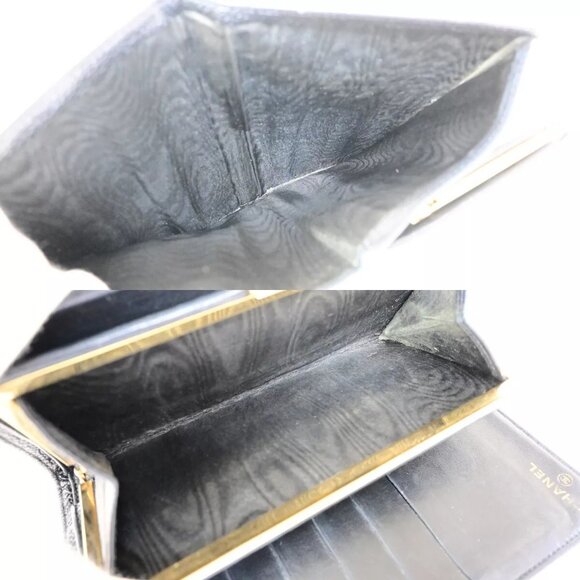 CHANEL CC Logo Long Bifold Wallet Purse Grained Calfskin Leather Black - Picture 13 of 15